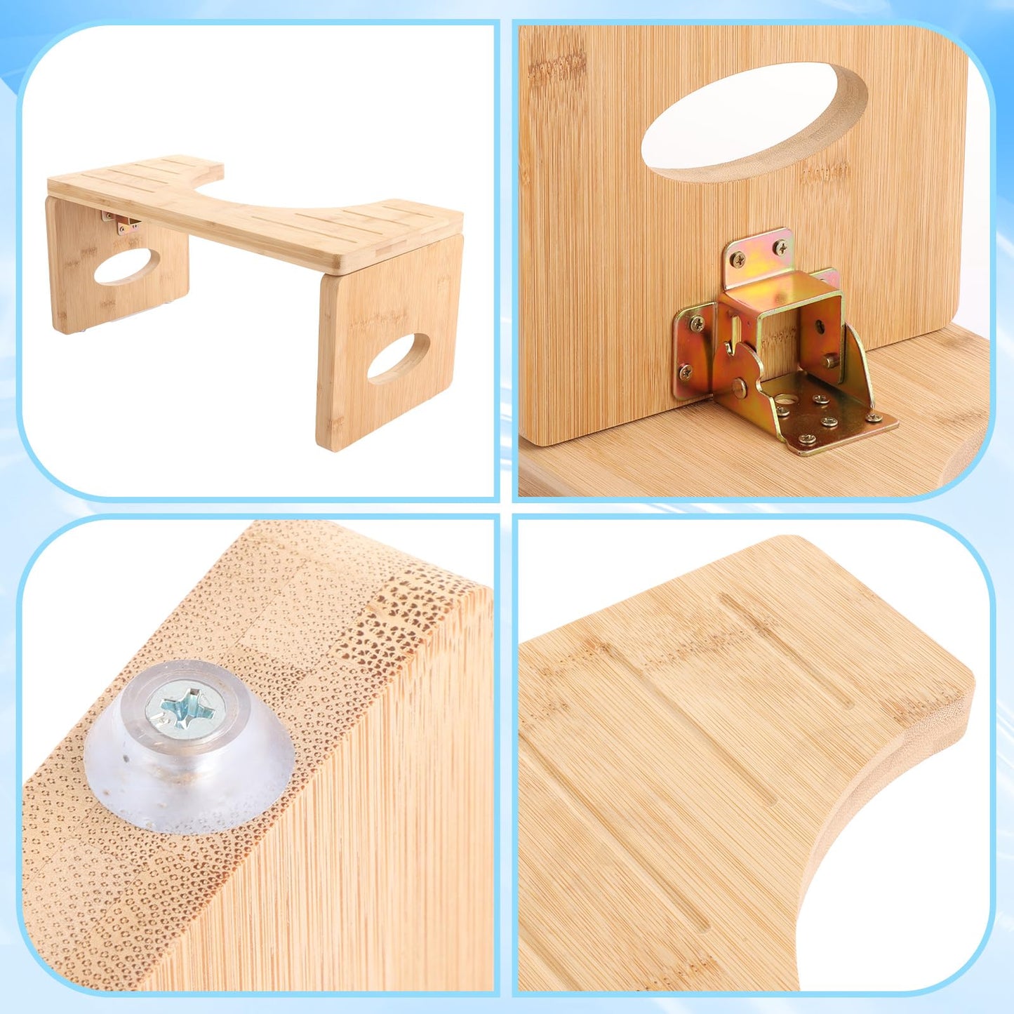 LOPYXBR Bamboo Toilet Stool Squat Adult, 15.7 x 7.9 x 7.3 inch/ 40 x 20x 18.5 cm Poop Stool for Adults, Foldable Bamboo Toilet Step