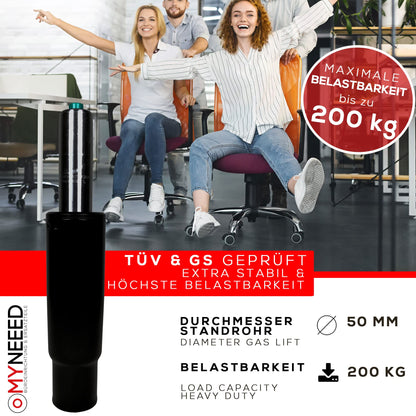 MYNEEED Office Chair Gas Spring,Gas Lift Maximum Load 200 kg,Gas Pressure Damper for Swivel Chair, Executive Chair, Stool, Desk Chair