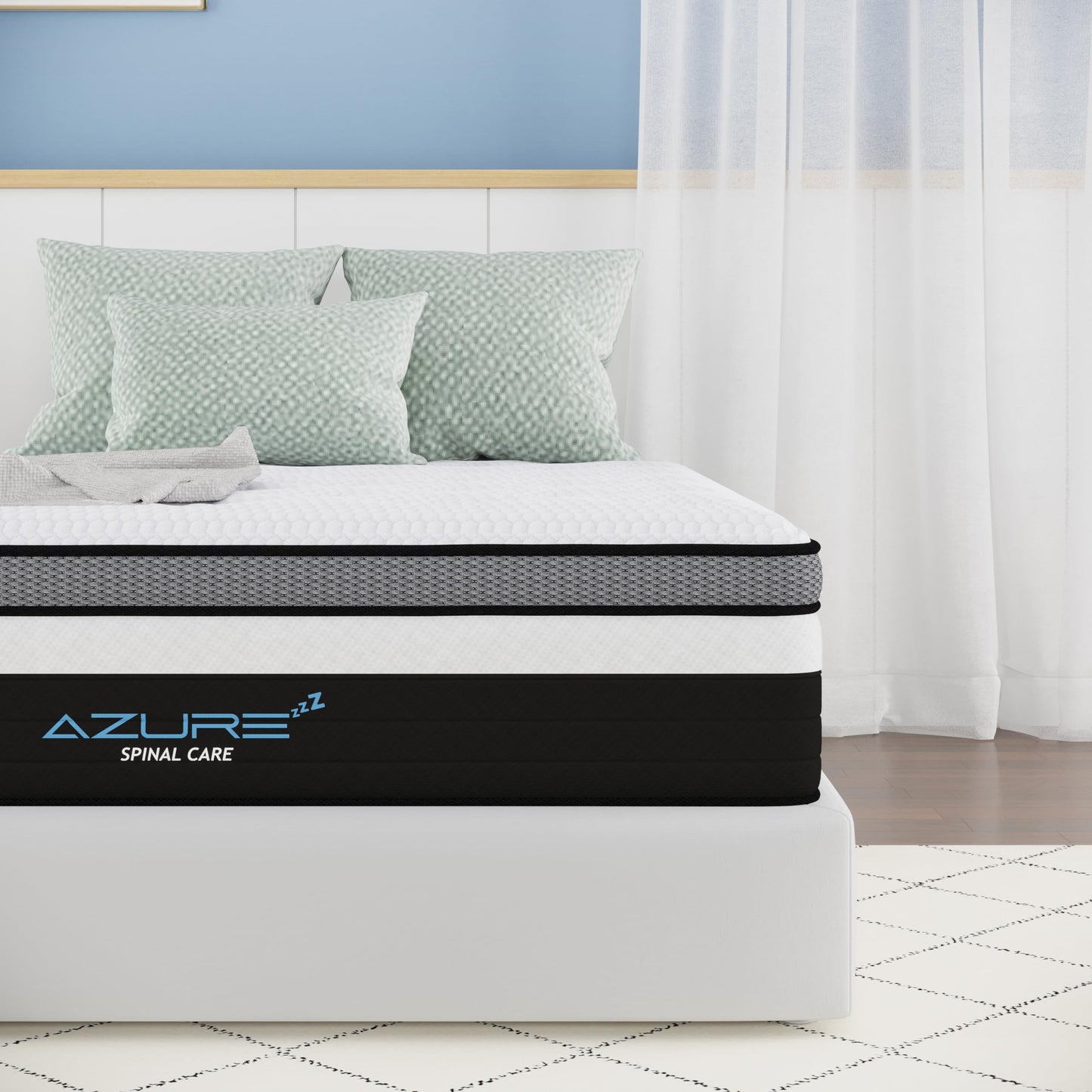Azure Spinal Care 3FT Single Mattress - Medium Firm Orthopedic Support - 100 Night Trial - 10 Inch Hybrid Gel Memory Foam for Back Pain Relief