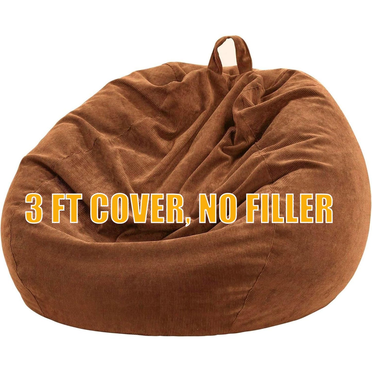 Nobildonna 3 ft Bean Bag Chair Cover (No Filler) for Adults and Kids 300L Extra Large Stuffed Animal Storage Bean Bag Washable Soft Premium Corduroy