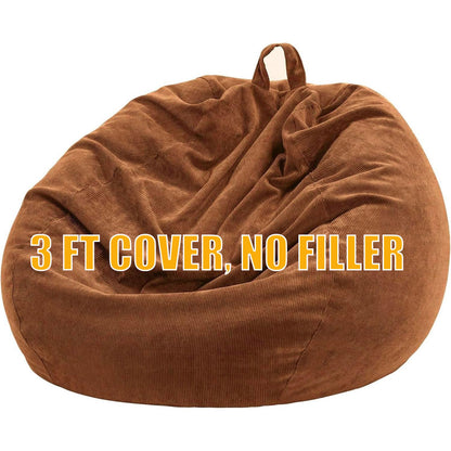 Nobildonna 3 ft Bean Bag Chair Cover No Filler for Adults and Kids 300L Extra Large Stuffed Animal Storage Bean Bag Washable Soft Premium Corduroy