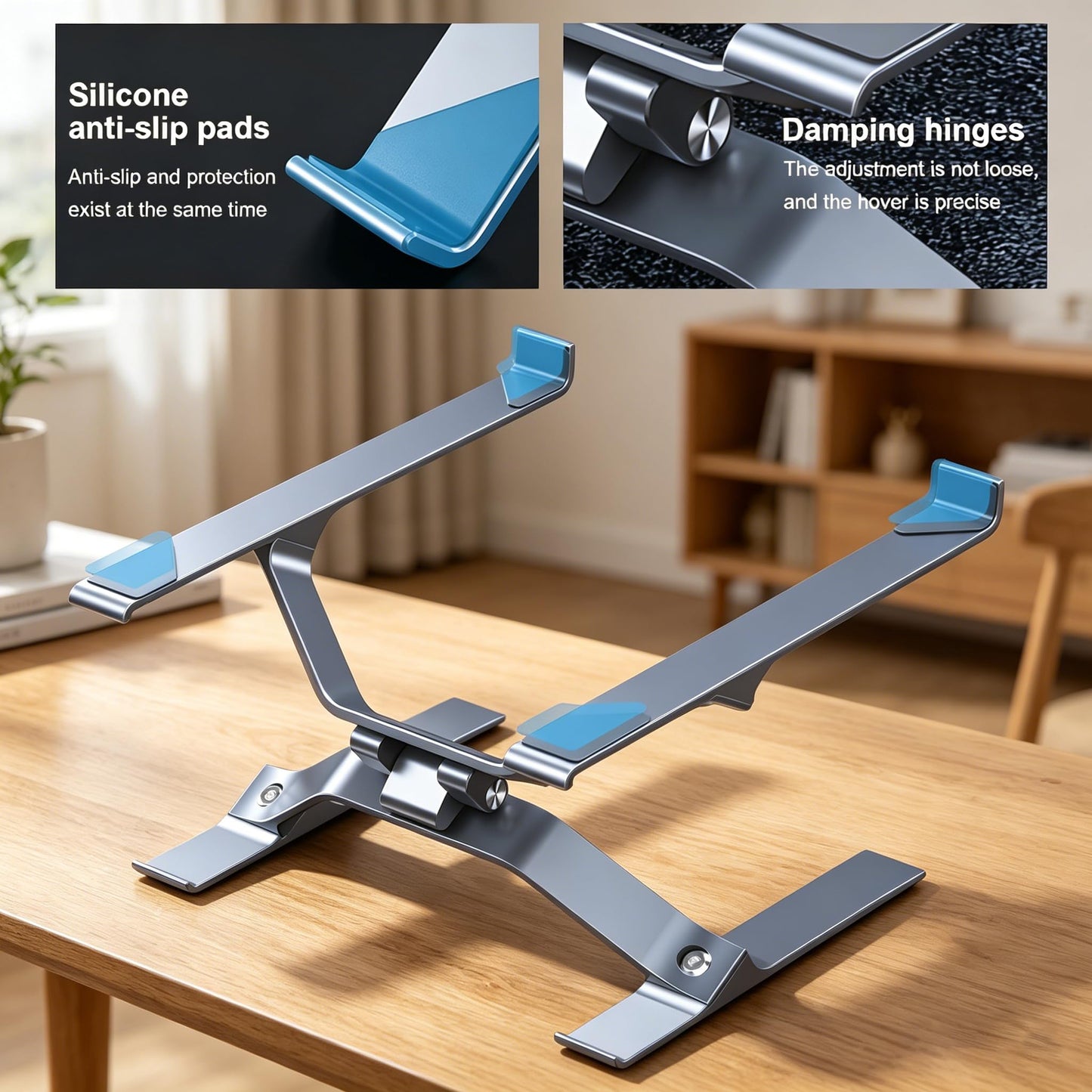 Adjustable Laptop Stand for Desk, Portable Laptop Riser, Ergonomic Computer Notebook Holder for MacBook Pro Air, Dell XPS, HP, Lenovo (13.3-17.3'')