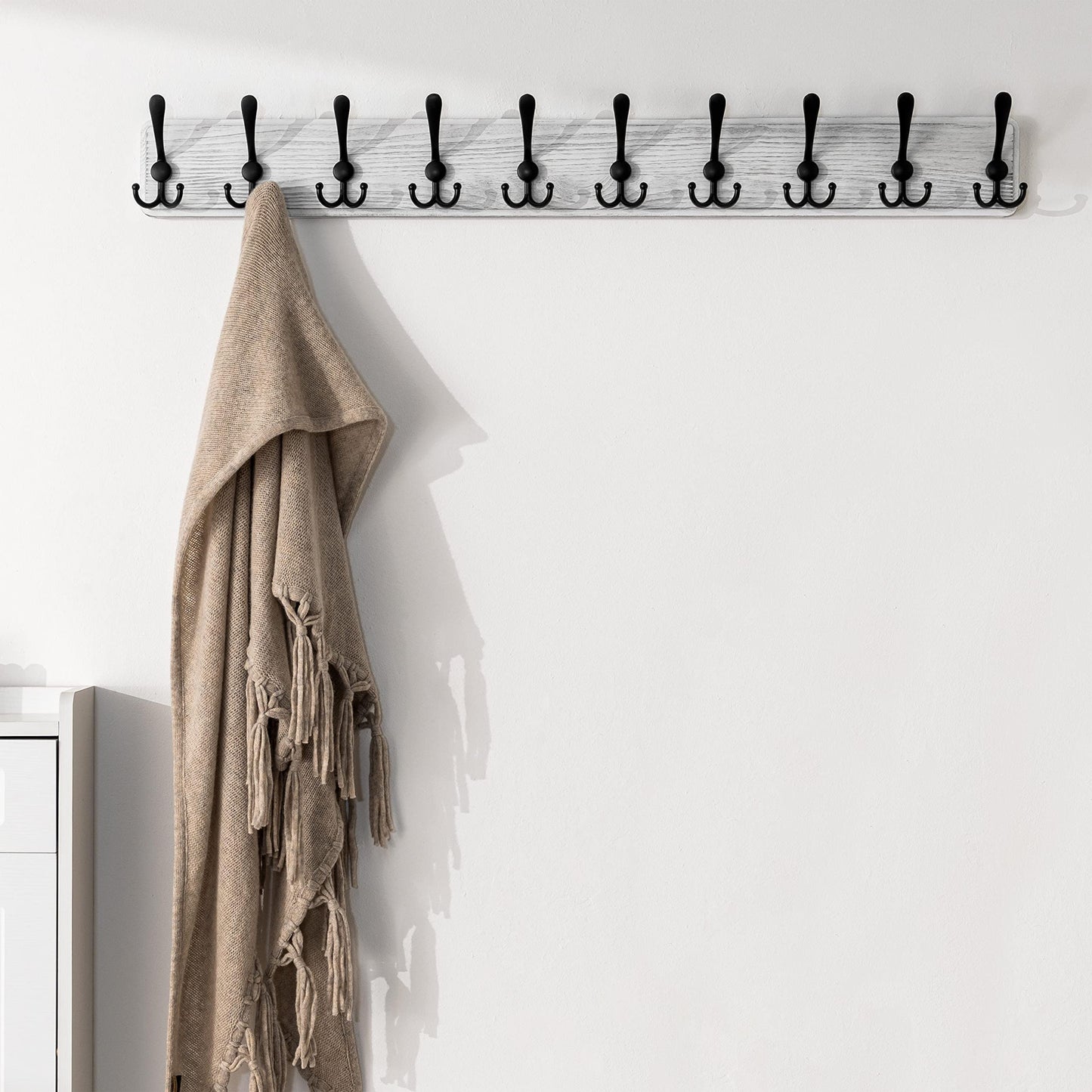 SKOLOO Coat Rack Wall Mounted - 38.3'' Long, Pack of 2, Wooden, Heavy Duty, Rustic Coat Hooks for Wall