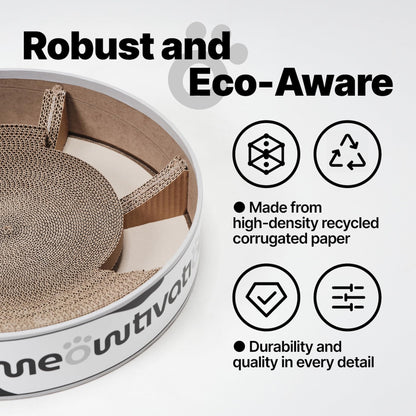 Scratching Bed for Cats ? XL 46 cm Round Scratcher Made from 100% Recycled Corrugated Cardboard, Round Cat Bed with Natural Catnip, Robust Accessory