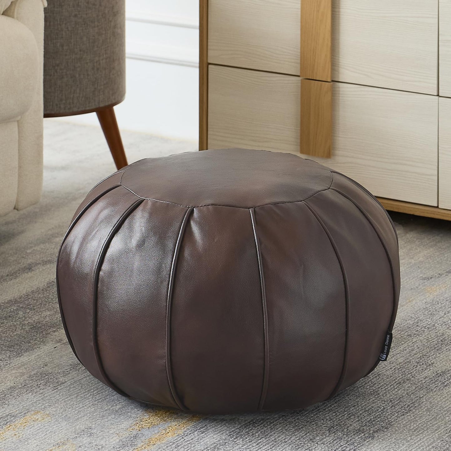 Louis Donné Unstuffed Ottoman Pouf Cover, Supersoft Handmade Faux Moroccan Decor, Small Bean Bag for Storage Solution, Foot Stool for Foot Rest