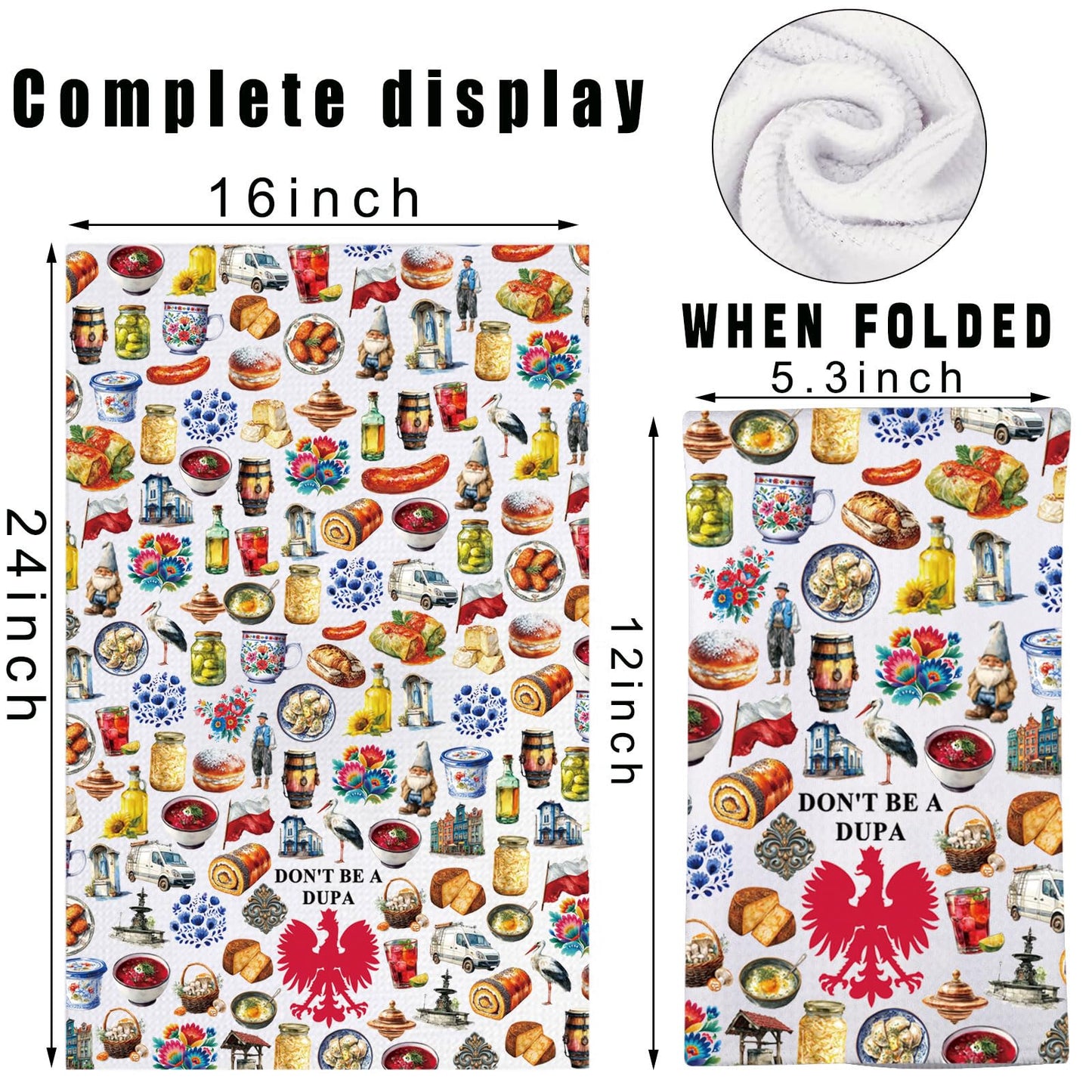 MYSOMY Polish Dish Towels Poland Souvenirs Gifts Don't Be a Dupa Polska Towels Polish Mom Gift Poland Chef Kitchen Merch (ManyDUPA kt2)