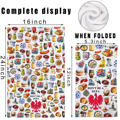 MYSOMY Polish Dish Towels Poland Souvenirs Gifts Don't Be a Dupa Polska Towels Polish Mom Gift Poland Chef Kitchen Merch ManyDUPA kt2