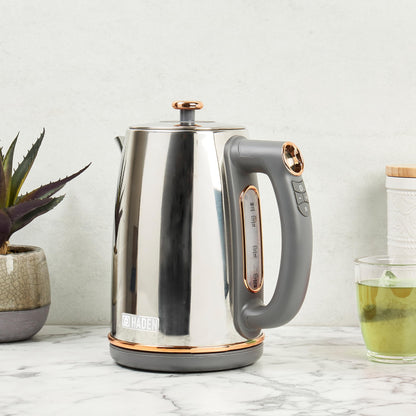 Dorchester Temperature Control Kettle - Chrome & Rose Gold - Fast Boil - 3000W - Digital Electric Kettle with LCD Display, Keep Warm Function, 1.7L