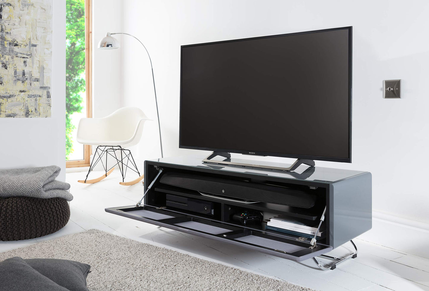 Alphason Chromium Concept TV Cabinet - Grey, 120 x 42 x 40cm (WxDxH)