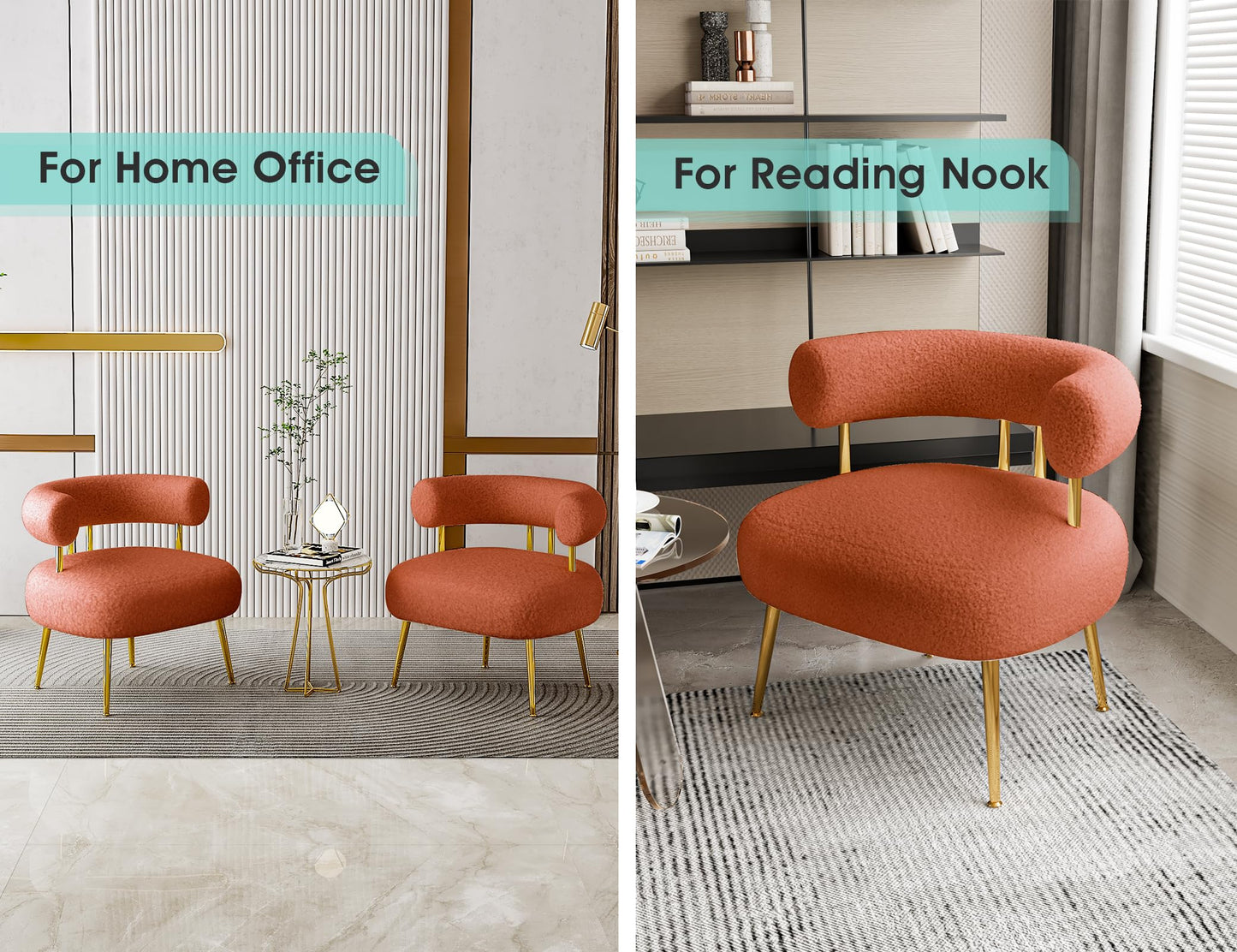 SEYNAR Mid Century Sherpa Boucle Accent Chair, Round Upholstered Barrel Arm Chair for Small Spaces, Fluffy Side Corner Sofa Armchair for Living Room