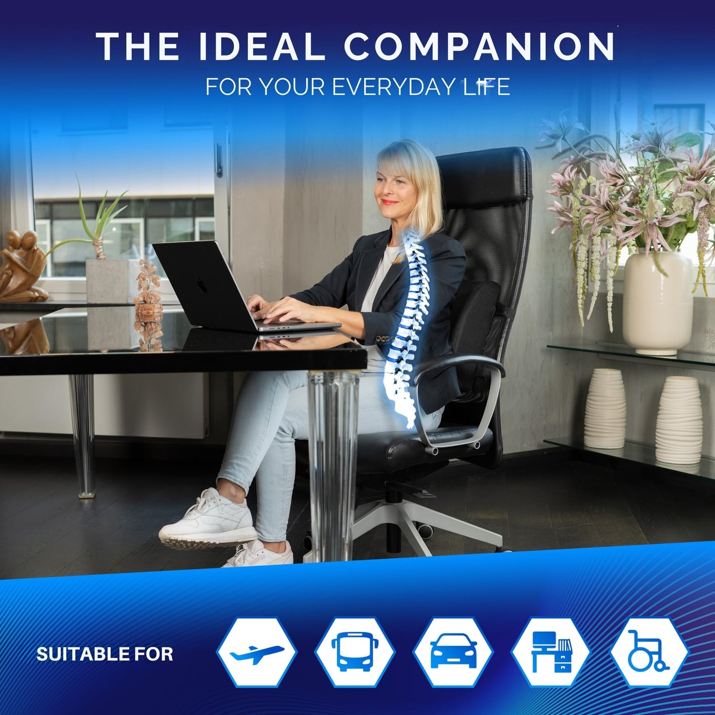 Healthfix® Car Lumbar Support Pillow | Back Cushion to Help Improve Posture (Hard)