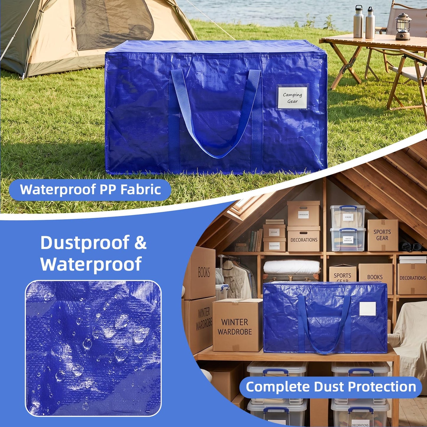 inreeme 90L Large Heavy-Duty Moving Bags and Storage Bags with Zips 6 Pack