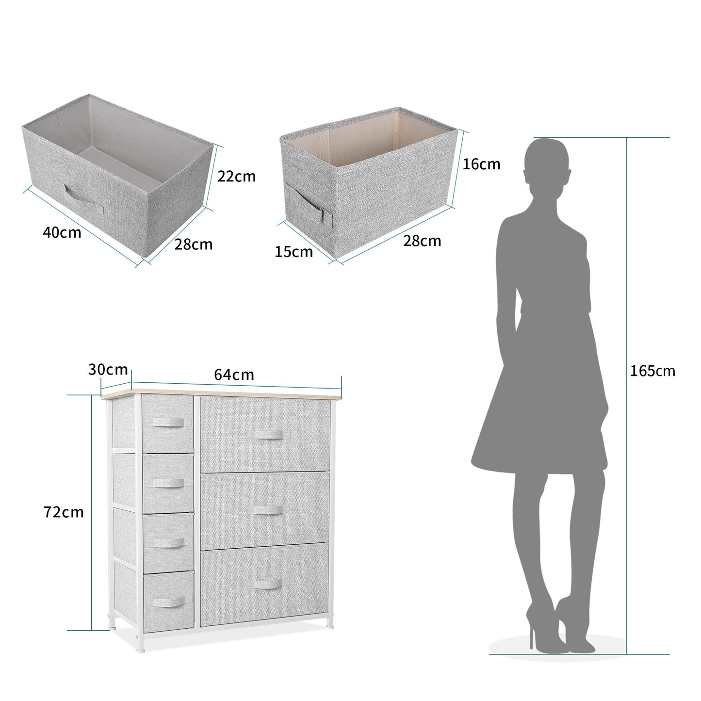 YITAHOME Chest of Drawers, Non-Woven Fabric 7-Drawer Storage Organizer Unit for Bedroom Living Room Closet, Sturdy Steel Frame, Easy Pull Fabric Bins