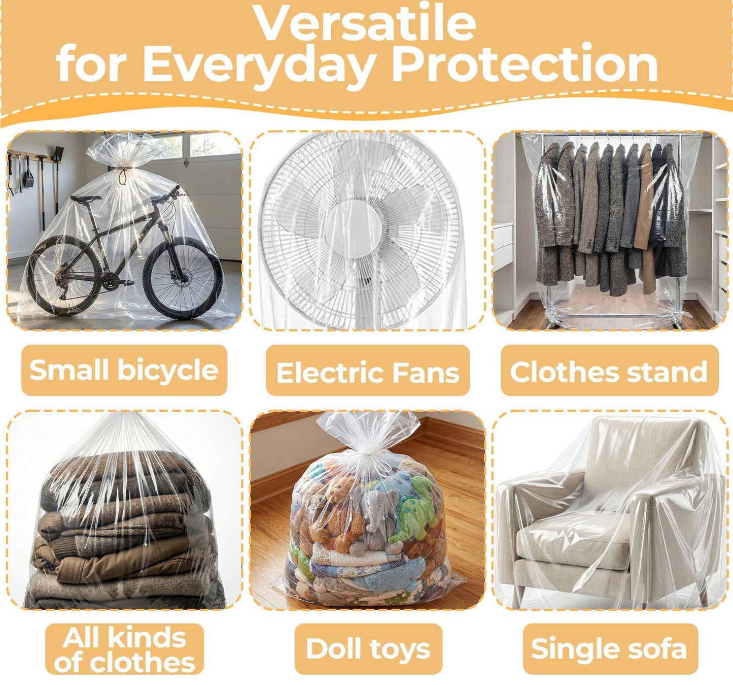 10 Pcs Extra Large Clear Plastic Storage Bags, 100×152cm Suitcase Cover