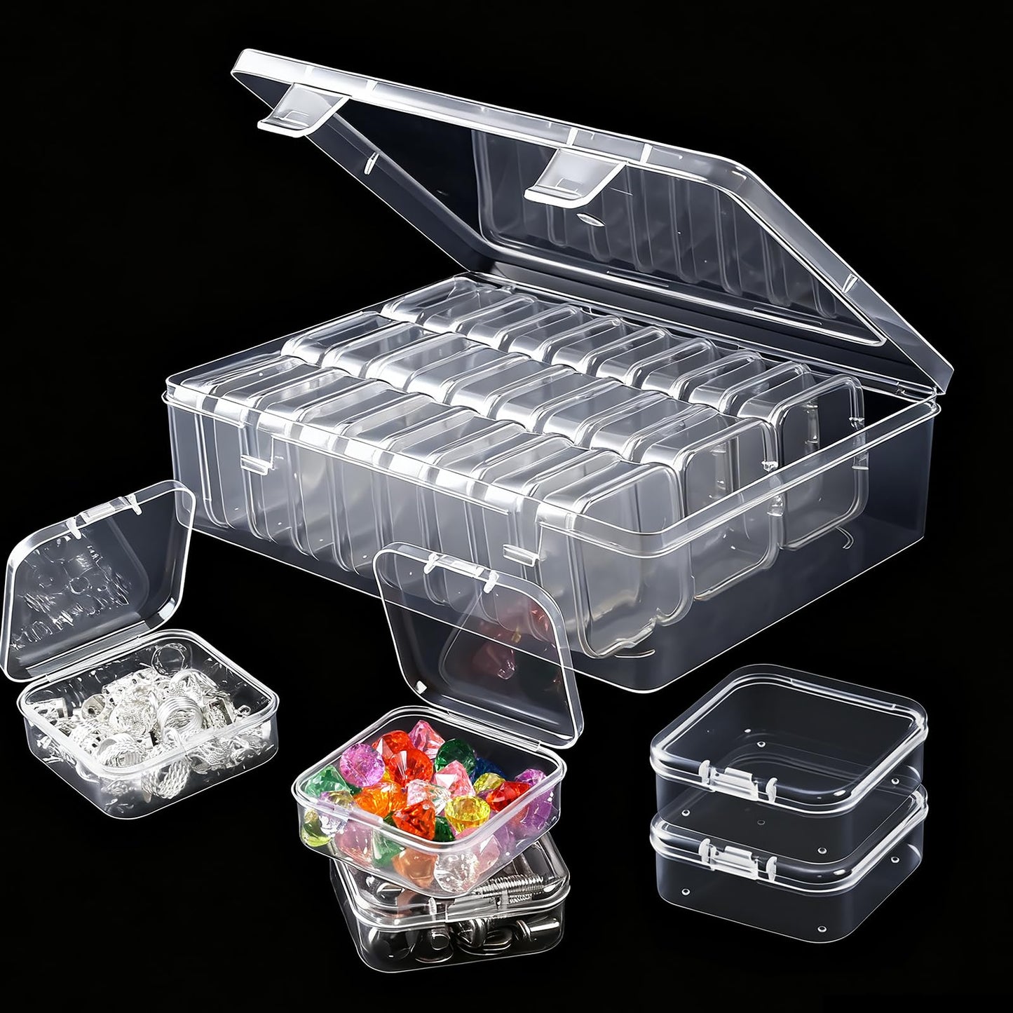30Pcs Bead Organiser Storage Box,Small Plastic Box Clear Bead Storage