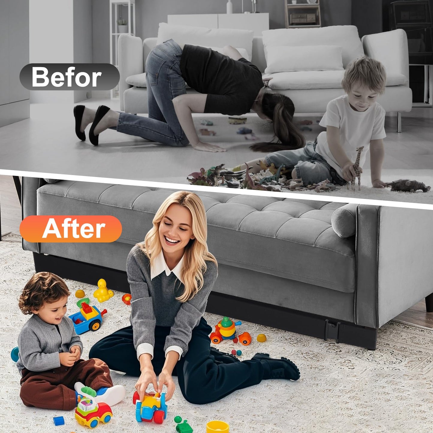 Uross Under Sofa Blocker Toy 310 CM- Under Furniture for Pets, Guards for Under Couch Fridge Under neath Bottom Blocker Bed Stoppers to Prevent Toys