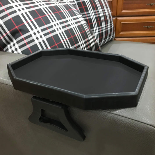 Forzaddik Side Tables Sofa Armrest Clip-On Table, Recliner Armchair Organizer Tray, Food Grade Plastic Material Black