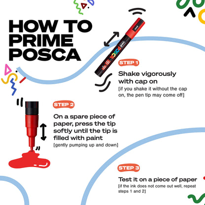 POSCA MOP?R PCM-22 Water Based Permanent Paint Markers. Round Tip for Art & Crafts. Multi Surface Use On Wood Metal Paper Canvas Cardboard Glass