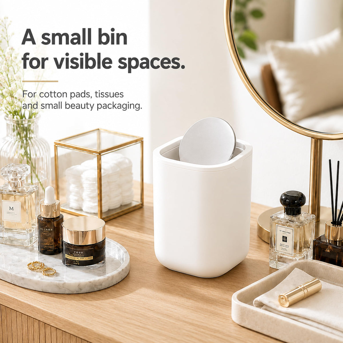 EverGrove Mini Table Bin,Desktop Trash Can Arctic White, 1.5, Litres
