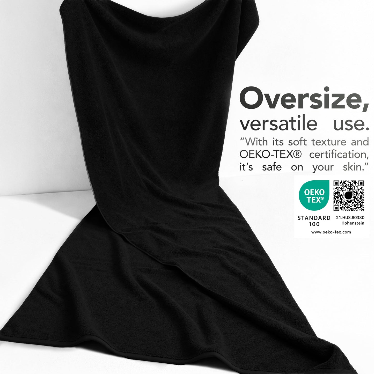 American Soft Linen Oversized Bath Sheet 40x80 Extra Large for Bathroom, 100% Cotton Turkish Jumbo Bathsheet Towels for Adults, Black Bath Sheet