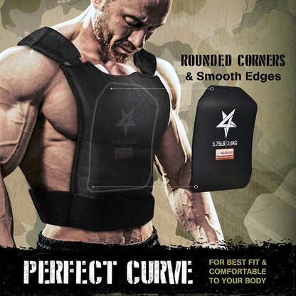 Yes4All URFN Ideal Curved Tactical Weight Vest Plates 5.75lb/ Weights Carrier Plate For Body Workout, Intensive Training, Rucking And Cardio, 2.6 kg