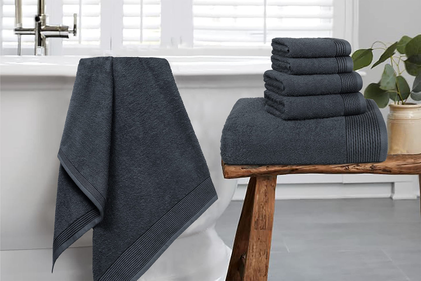 BELIZZI HOME 100% Cotton Ultra Soft 6 Pack Towel Set, Contains 2 Bath Towels 28x55 inchs, 2 Hand Towels 16x24 inchs & 2 Washcloths 12x12 inchs