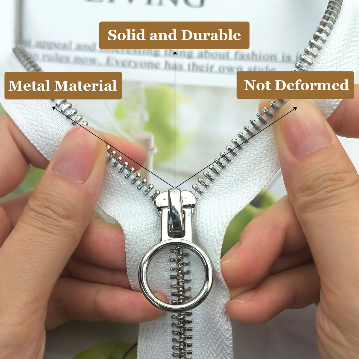 XCSJ #5 Zipper, Metal Zip, 2-Way Separable Sewing for Jackets, Coats, Down Jacket, Suitcase, Tent, Bag, DIY Sewing Craft White, 70 cm
