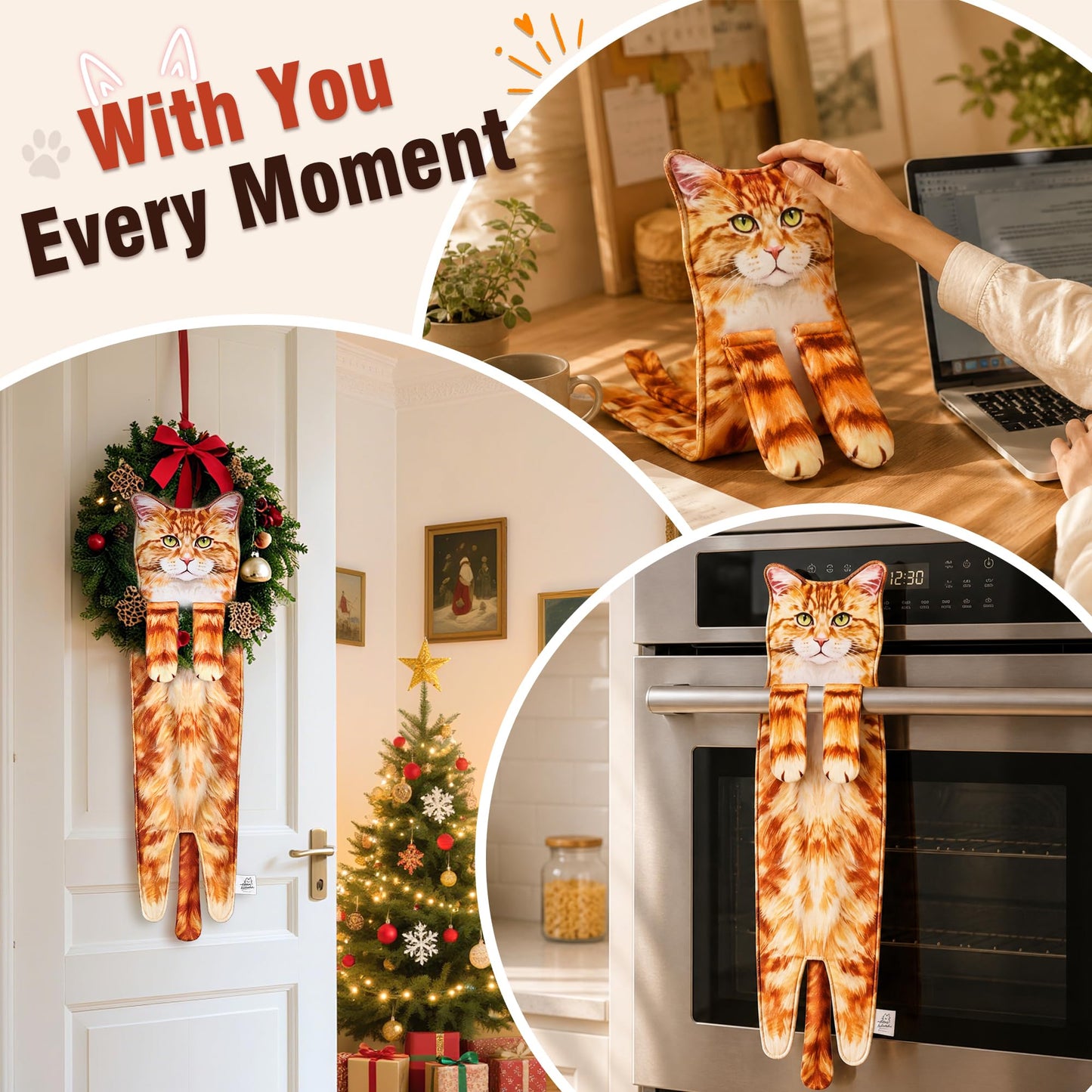 PAT JUUMG Funny Cat Hand Towels for Bathroom Kitchen,Cute Cat Decor Towel,Hanging Face Towels,Super Absorbent Soft,Funny Cat Gifts for Cat Lovers
