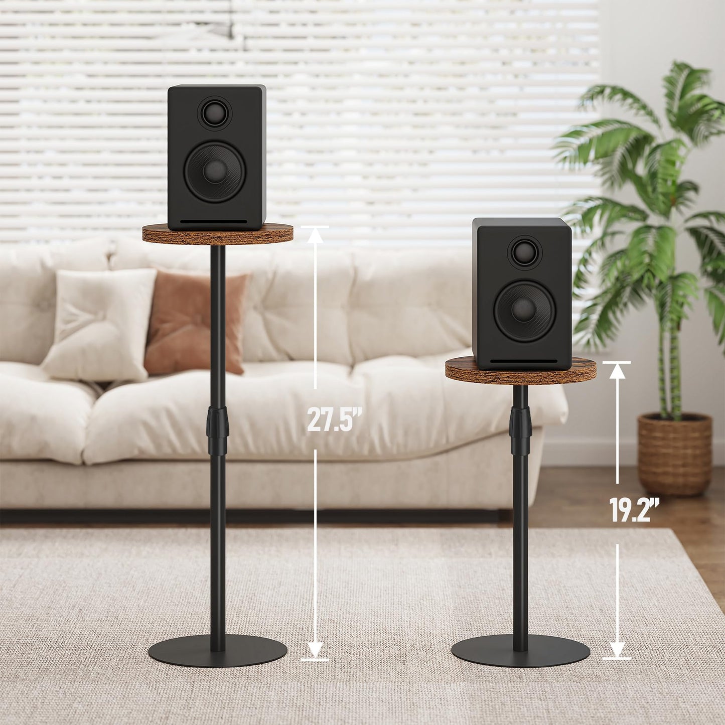 TUTOTAK Tall Round Side Table, Adjustable height, Small End Table, Drink Table, Pedestal Side Table, livingroom, Brown TB01BB096EU