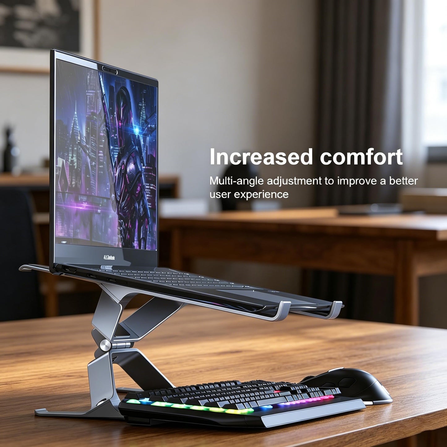 Adjustable Laptop Stand for Desk, Portable Laptop Riser, Ergonomic Computer Notebook Holder for MacBook Pro Air, Dell XPS, HP, Lenovo (13.3-17.3'')