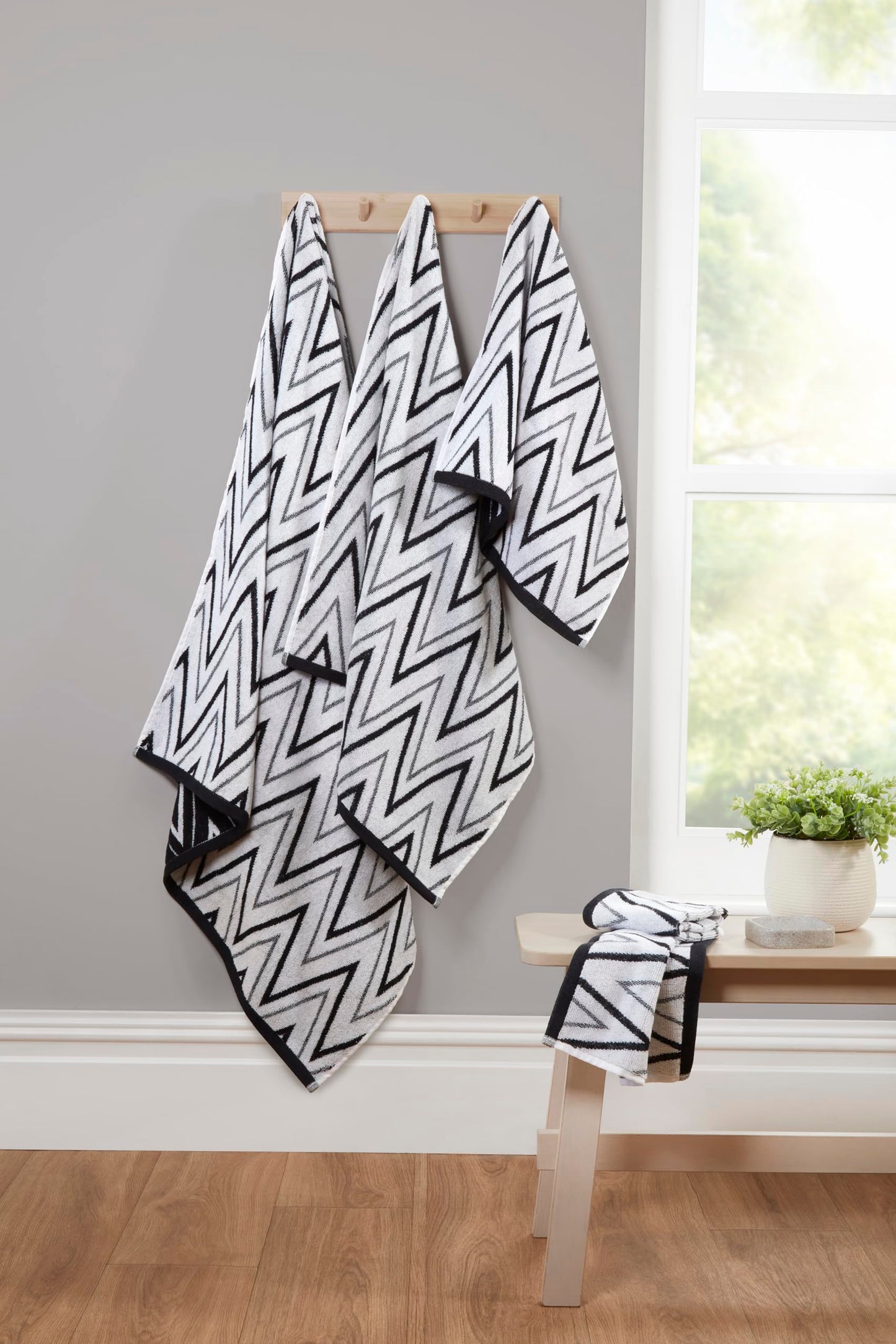 Rapport Home Helix Bath Sheets 2 Pack, 90x140cm 100% Cotton - Mono Black