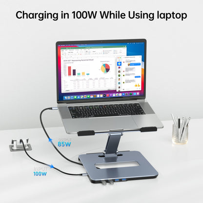 BENFEI Laptop Stand with USB C 6in1 Hub, HDMI 4K@60Hz, 4*USB3.0, 100W PD Compatible with MacBook Pro/Air, iPad Pro, XPS, Thinkpad