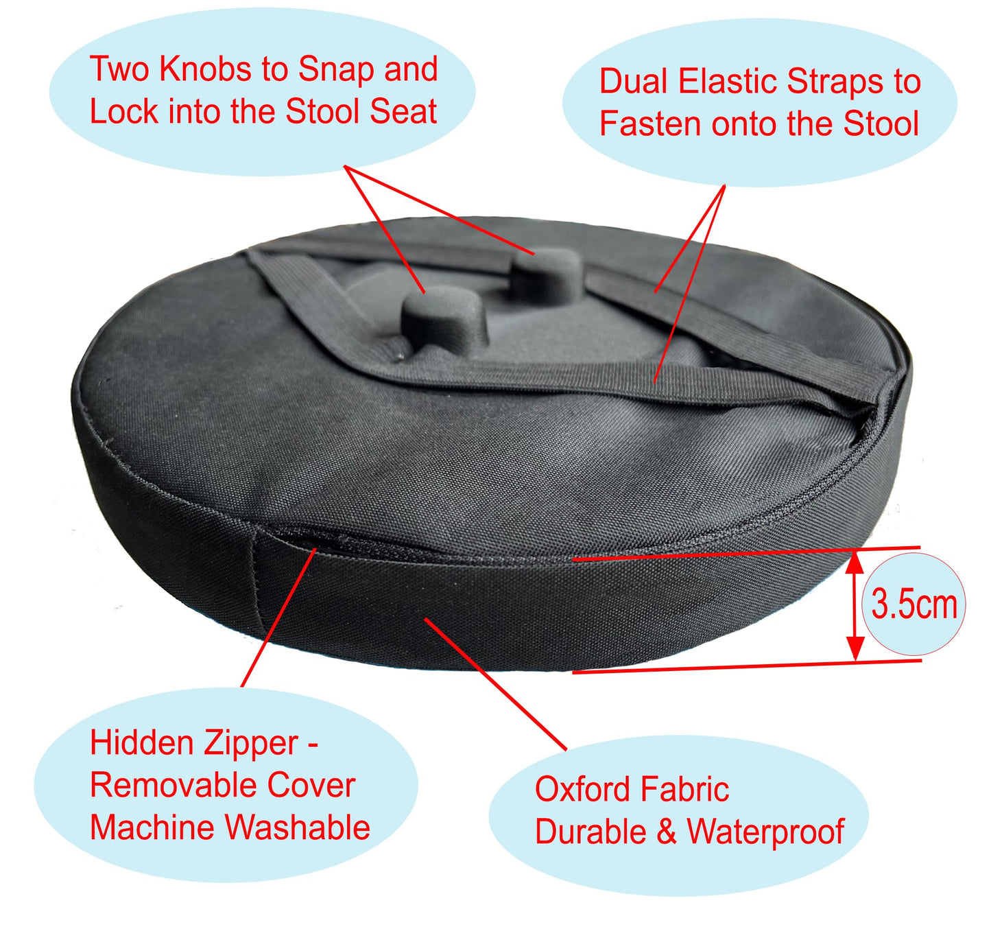 Outward Gear Thick Seat Cushion for Telescopic Stools, Collapsible Stool Chair Pads with Thickened Memory Foam