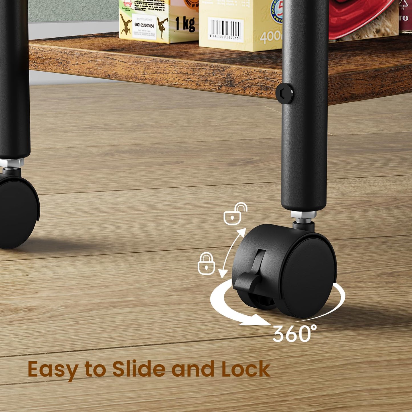 Asgolion 4-Tier Trolley, Space-Saving Kitchen storage trolley with Wheels