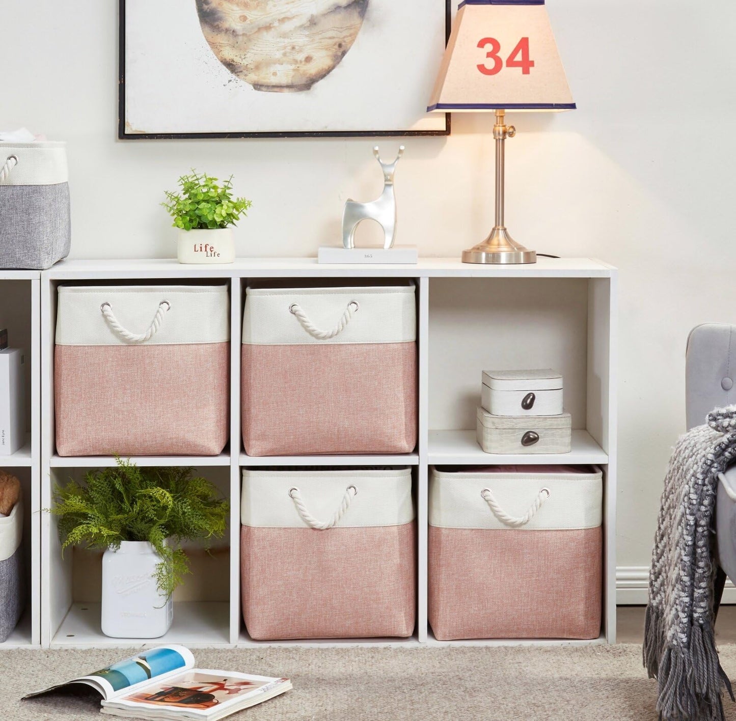 Mangata Fabric Storage Baskets, 33x33x33cm Cube Storage Unit Boxes Storage Boxes for Organizing Clothes Shelf Nursery Home Closet