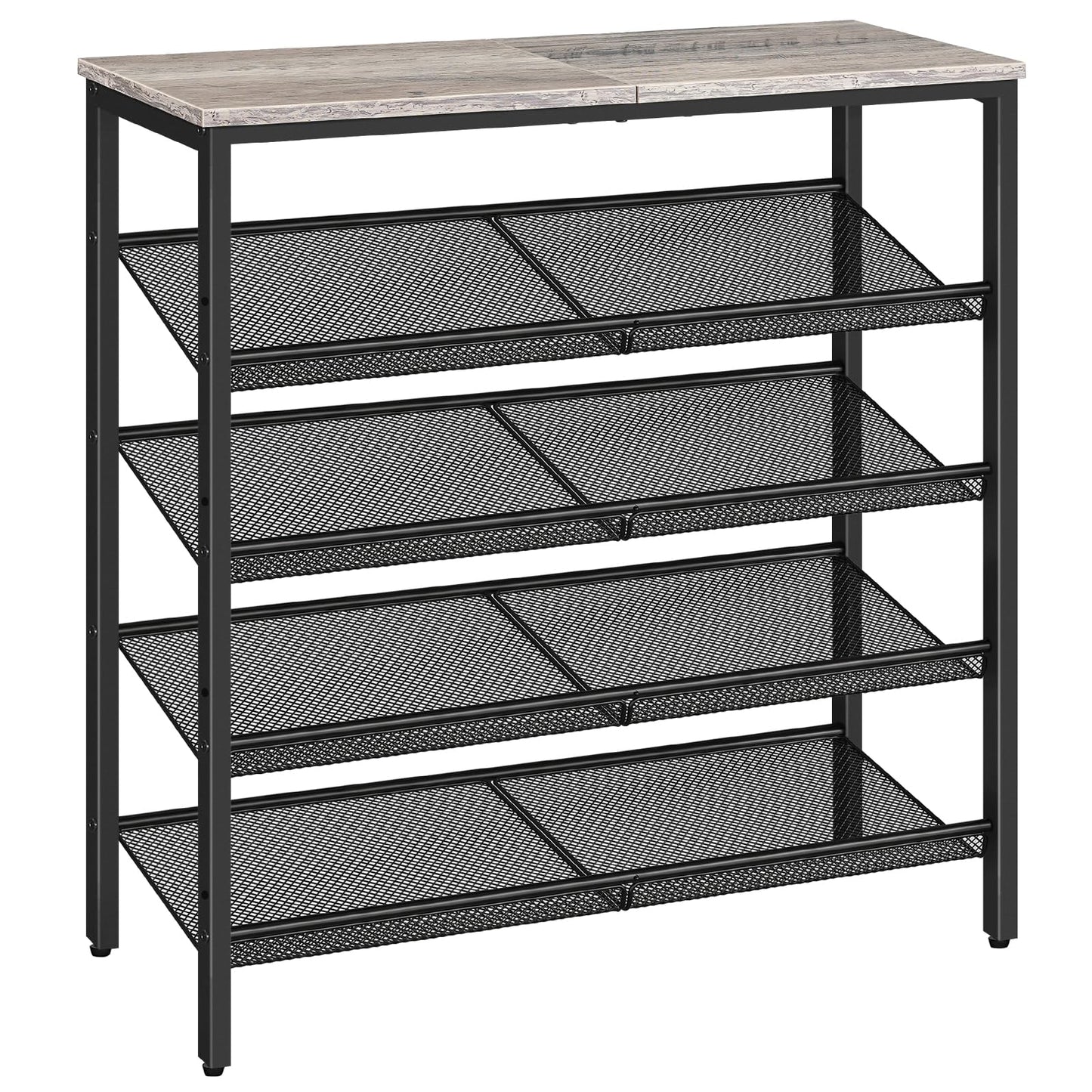 HOOBRO Shoe Rack, 5-Tier Shoe Organizer, Shoe Storage Rack for 16-20 Pairs, Adjustable Mesh Shelves, Shoe Storage Unit for Entryway, Metal Frame,