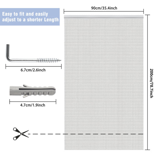 VerRich Silver 90 * 200cm Aluminium Chain Curtain Door Fly Screens Metal Fly Curtain Insect Blinds Pest Control