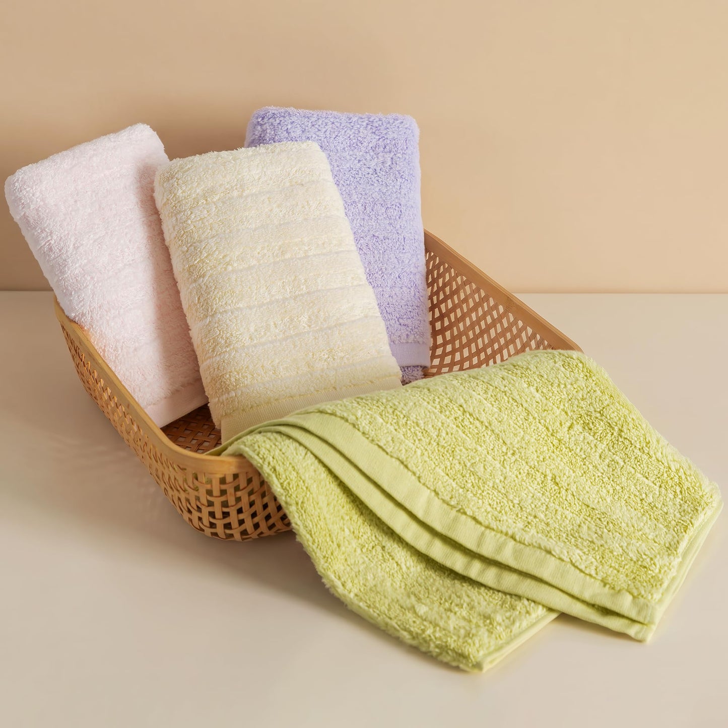 Vie TRIOMPHE Luxury Zero-Twist Cotton Hand Towels Set of 4, 34x80cm Ultra-Soft Long-Staple Cotton Face Towels