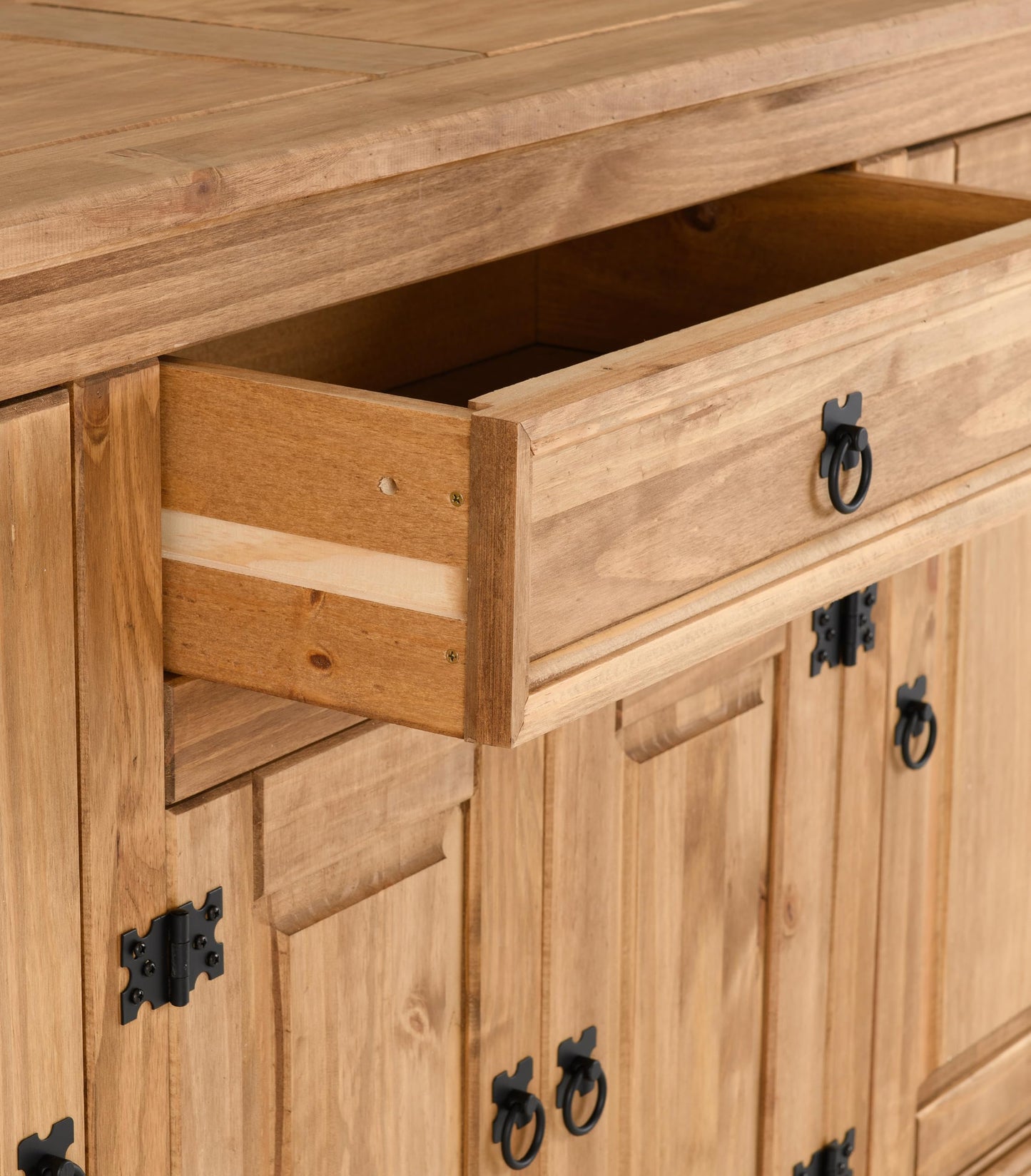 Seconique Corona 4 Door 1 Drawer Sideboard in Distressed Waxed Pine