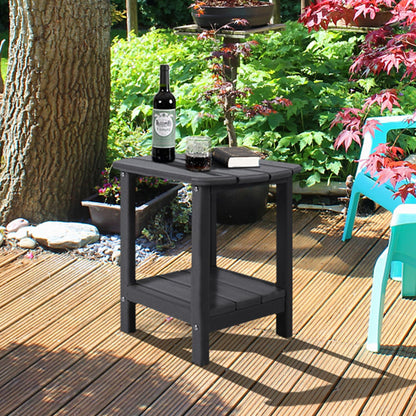 NALONE Adirondack Side Table 16.5" Outdoor Side Table HDPE Plastic Double Adirondack End Desk for Patio Black
