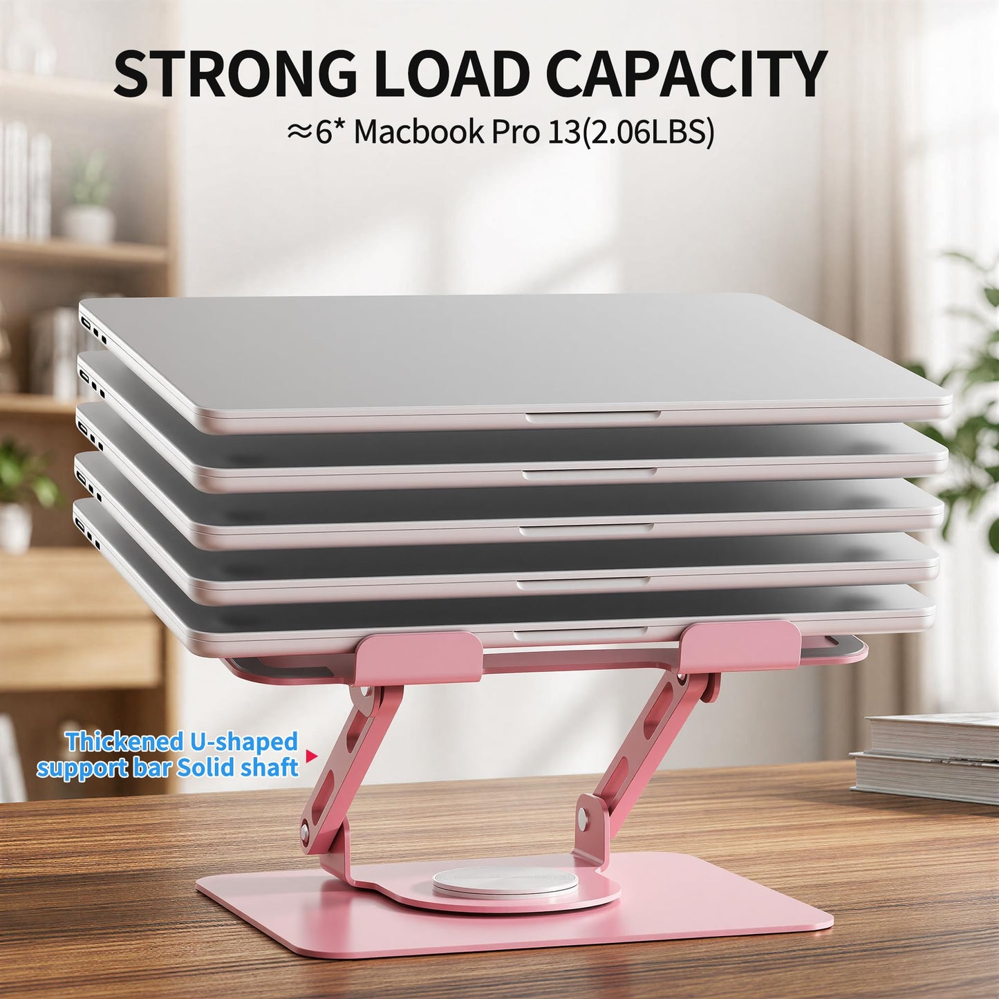 SOUNDANCE 360 Rotating Laptop Stand, Adjustable Riser,10-17", Pink