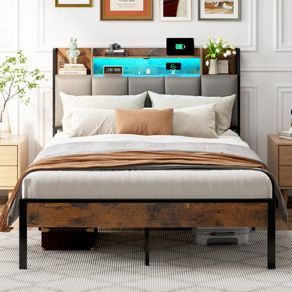 ODK 4ft6 Double Bed Frame with Storage Upholstered Headboard