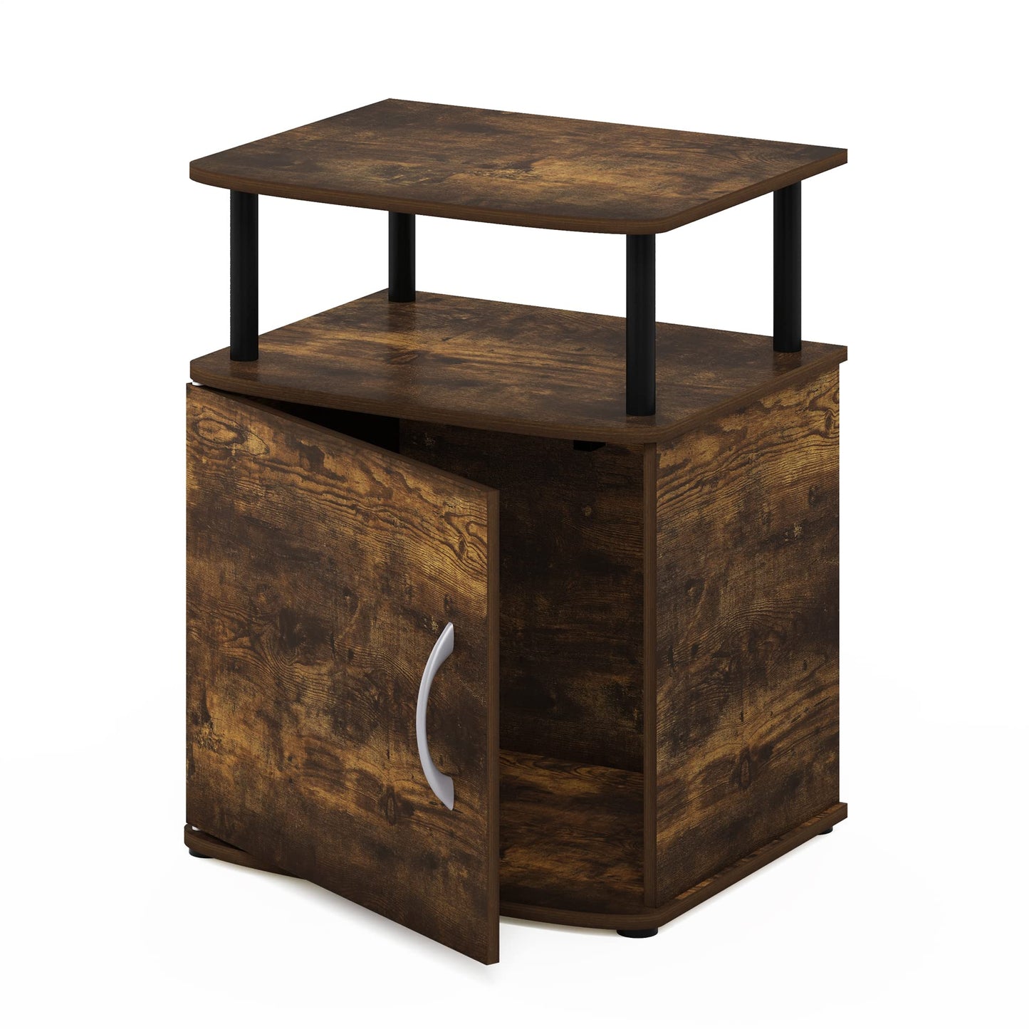 Furinno JAYA Side Table, End Table with Door Cabinet, Night Stand, Bedside Table, for Living Room, Bedroom, Amber Pine