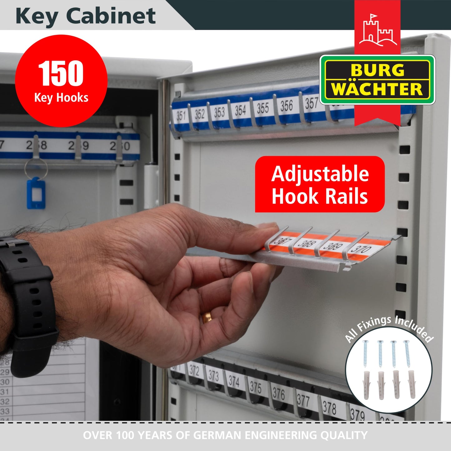 Burg-Wachter Euro Cylinder 150 Key Cabinet, Grau