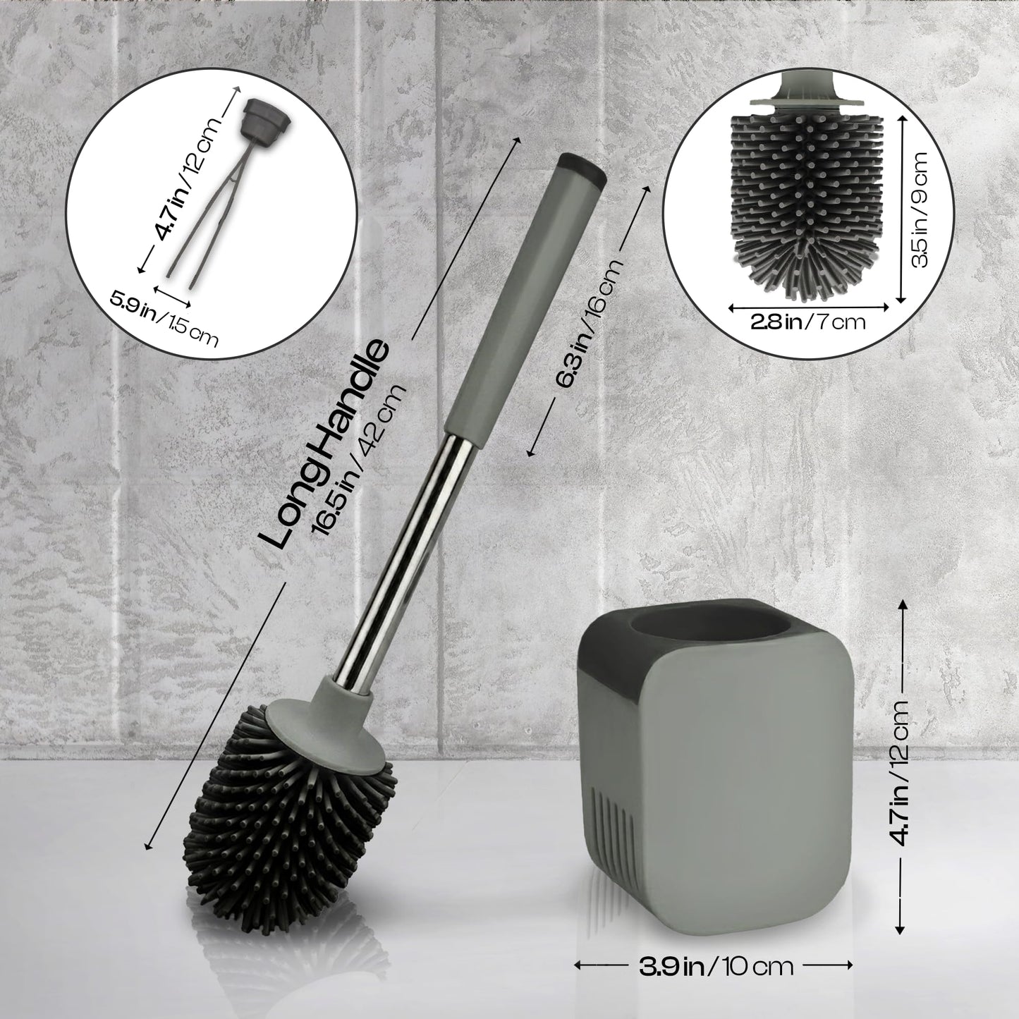Silicone Toilet Brush and Holder Set, Loo Brush with Hidden Tweezers.