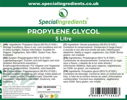 Mono-Propylene Glycol (MPG) 5 Litre Premium Quality USP/EP Pharma Food, Non GMO  Recyclable Container