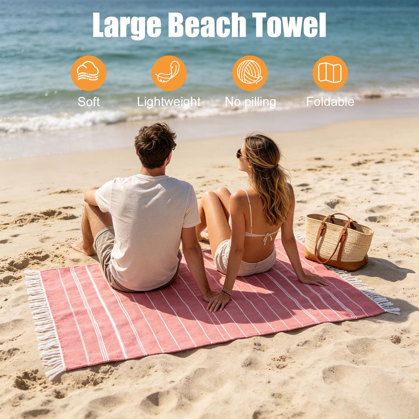 Beach Towels Extra Large, Swim Towel Adults Kids Quick Dry & Sand Free & Lightweight, Red Swimming Towel for Dock Bay Pool Travel Holiday 180 x 100cm
