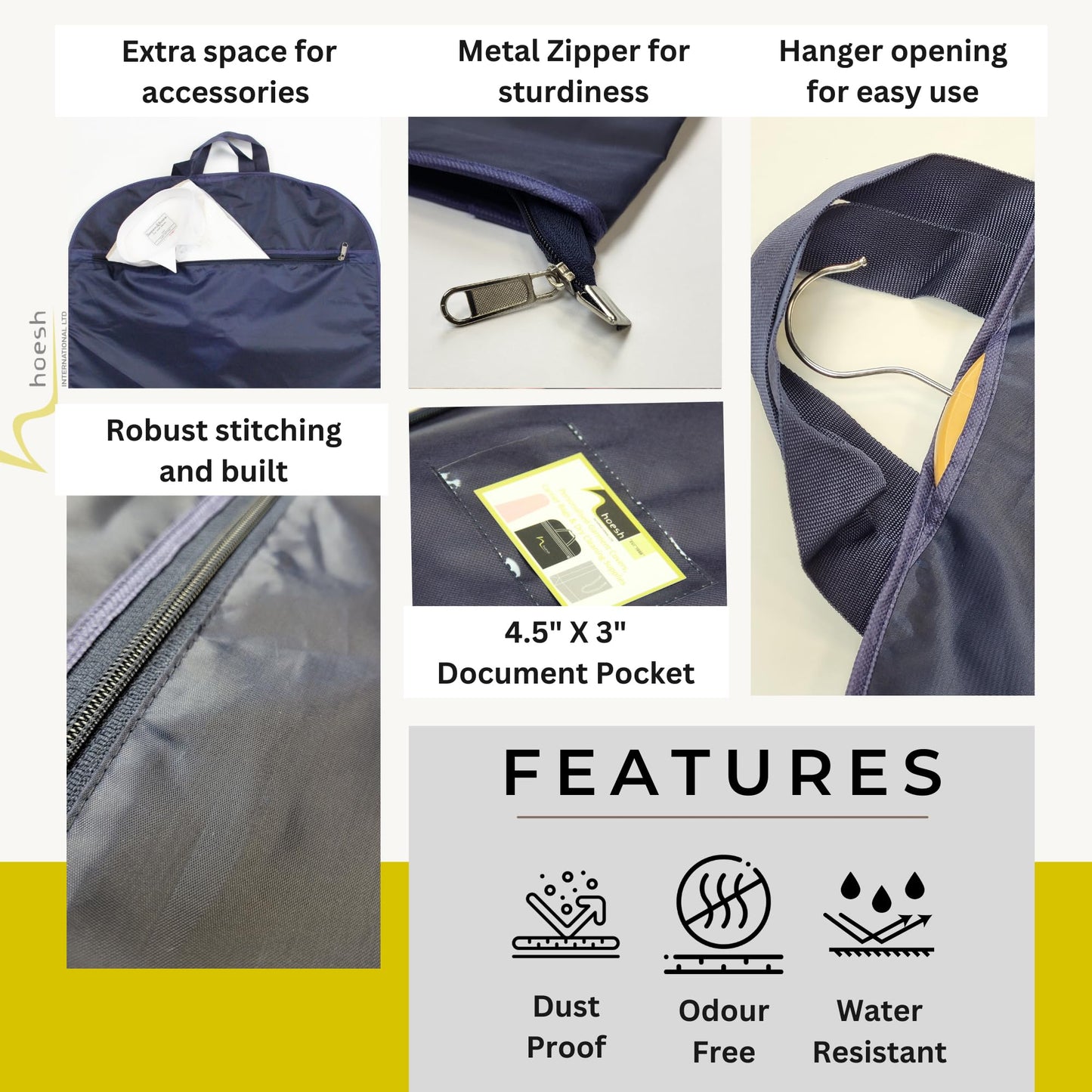 Hoesh International Waterproof Foldable Travel Men Suit Carrier 44" (Navy)