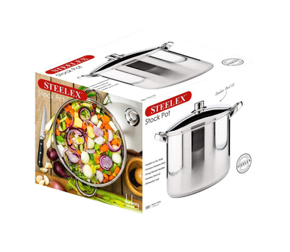 Stainless Steel Induction Stock Pot with Lid Large Deep Casserole Cooking Stockpot Mirror Polished Finish Soup Stew Home Brew Pot (30cm - 15.2 Litre)