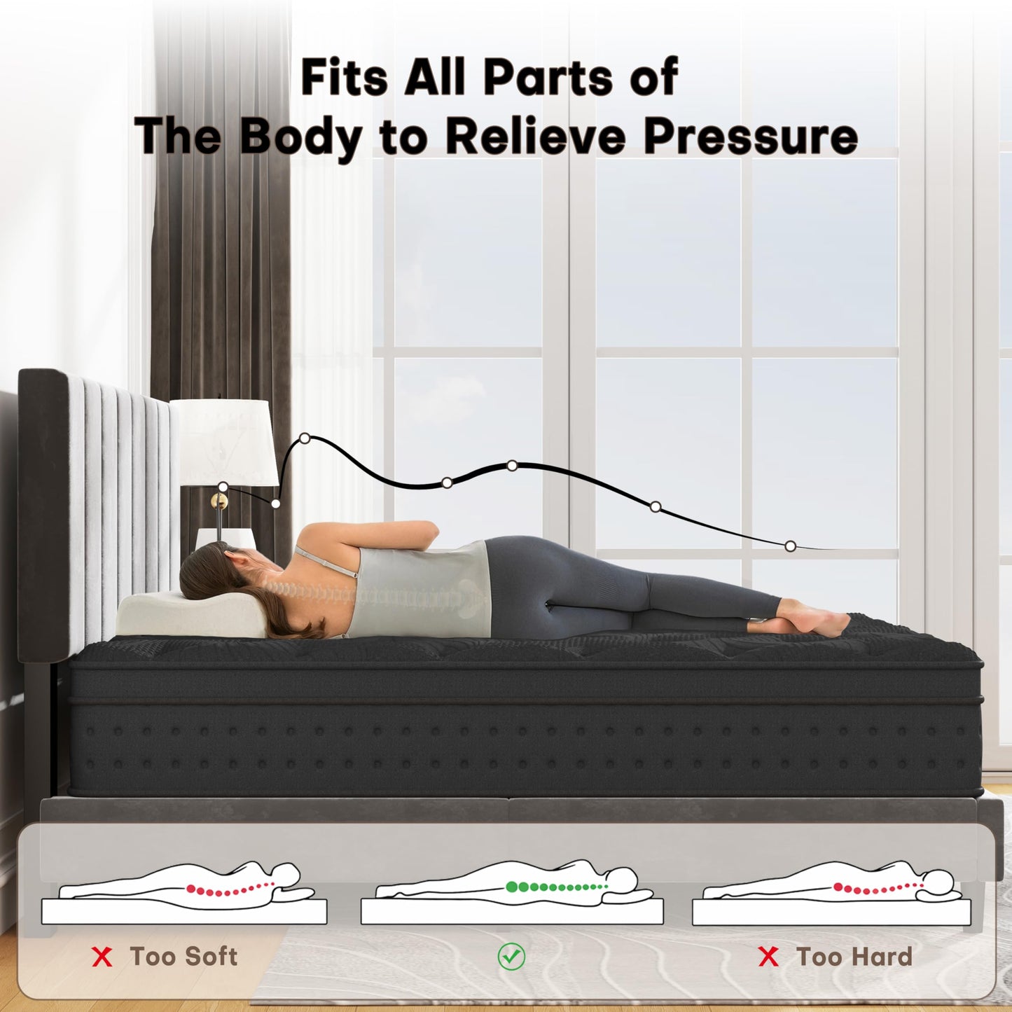 Vlyxo Double Hybrid Mattresses 4FT6, 10Inch Gel Memory Foam & Pocket Spring